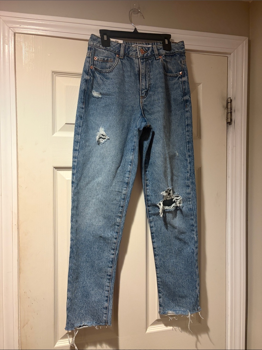 Garage Mom Jeans in Distressed Light Blue 0